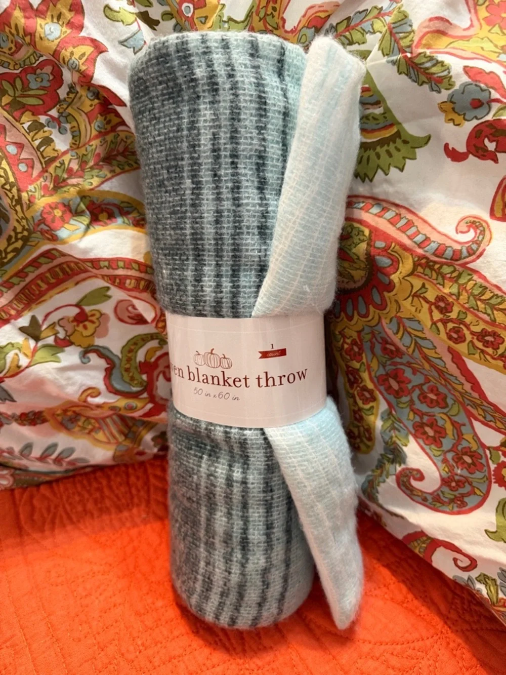 Cozy Throw Blanket in Light Blue and Gray - Soft Woven Blanket Throw